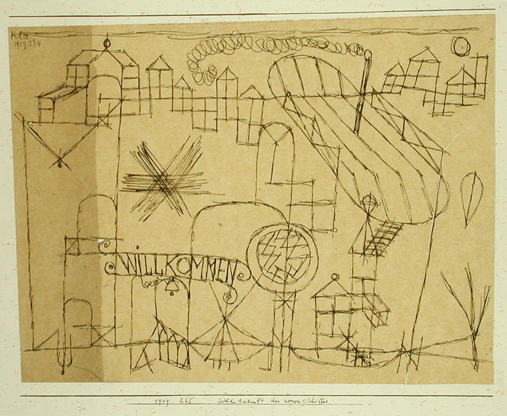 Joyous Arrival of the New Boat, 1919 (no 265) (pen on paper on cardboard)  from 