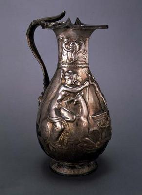 Jug depicting a sacrificial scene, Greek (silver) from 