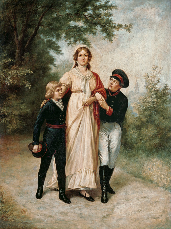Luise of Prussia with two sons in the park from 