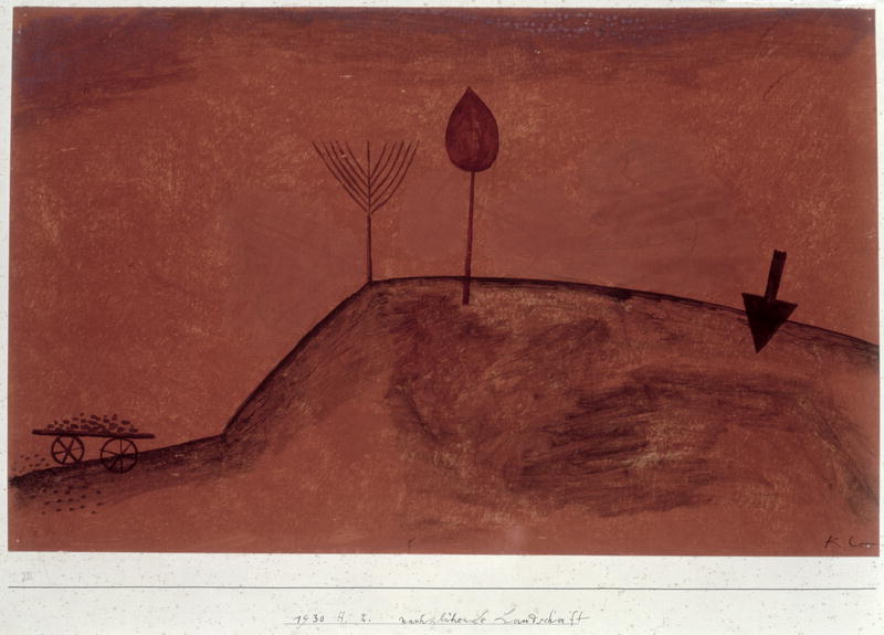 Landscape in afterglow, 1930 (no 242) (w/c & pencil on primed paper on cardboard)  from 