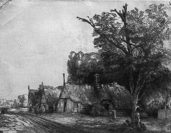 Landscape with Three Cottages from 