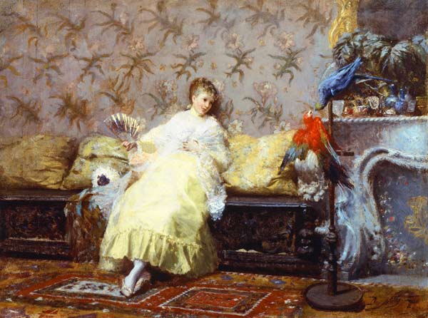 Lady with parrots from 