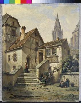 Motiv aus Rothenburg o.T, 1858
