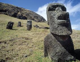 Monolithic Statues at Rano Raraku Quarry, c.1000-1600 (photo) 