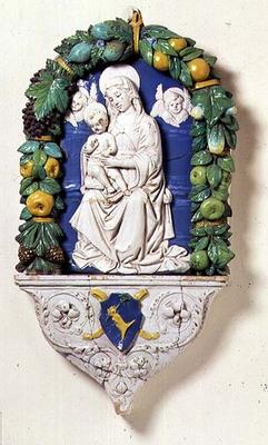 Madonna and Child, bas relief panel by Giovanni della Robbia (1469-1529) (tin glazed earthenware) from 