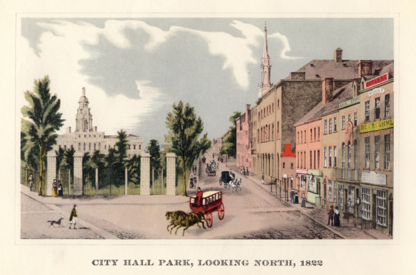 New York, City Hall , Chalk Litho. from 