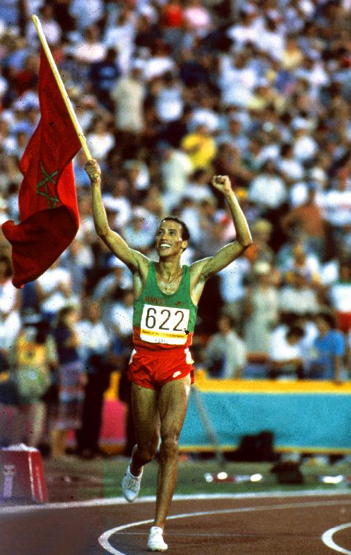 Olympic Games in Los Angeles: Moroccan athlet Said Aouita win the 5000m from 