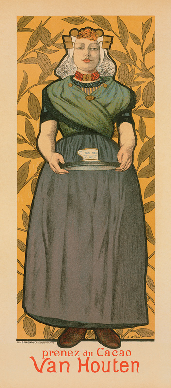 Prenez du Cacao Van Houten, advertisement, illustration by Adolphe-Leon Willette from 