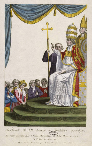 Pope Pius VII blessing...1804 / Copper from 