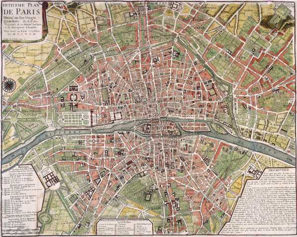 Paris, Town Plan, after 1702, Engraving from 