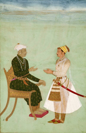 Portrait Of Marharja Jai Singh Of Amber (Ruled 1625-1667), Receiving His Son Ram Singh from 