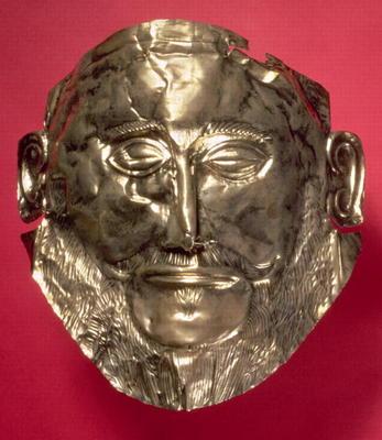 Replica of the Mask of Agamemnon, Mycenaean, c.16th century BC (gold) from 