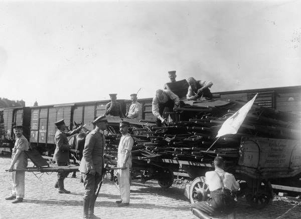 Soldiers Load Stretchers onto Train/1914 from 