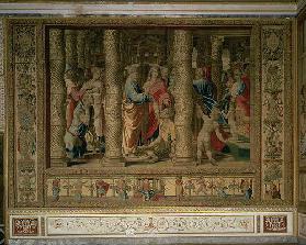 St. Peter and St. John heal a cripple at the gate of the temple, from the Brussels Tapestries, repli