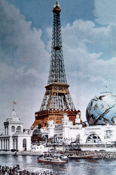 The Eiffel Tower and 'Globe Celeste' at the 1900 World Exposition, viewed from the Right Bank of the from 