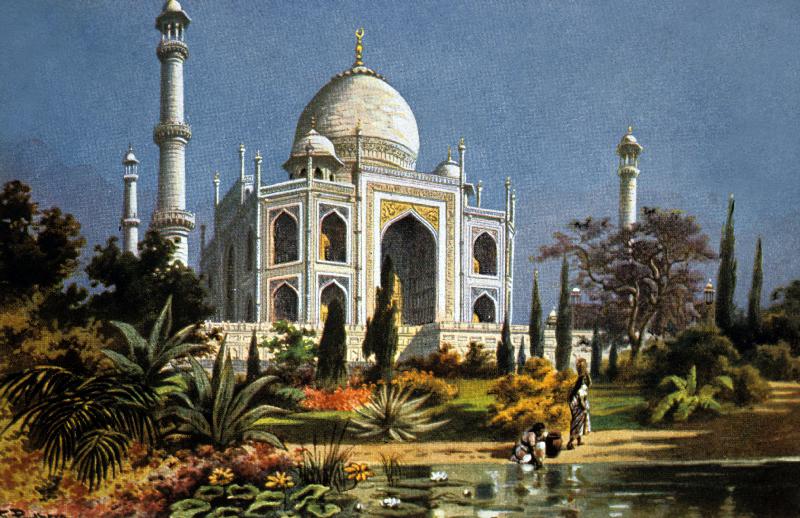 The Taj Mahal in Agra marble mausoleum built in 1632 - 1644 by moghul emperor Shah Jahan for his dea from 