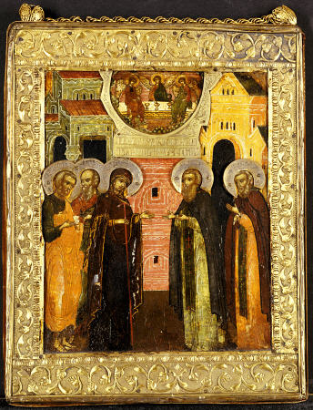 The Appearance Of The Holy Mother Of God To Saints Sergei And Nikon, Depicted Full Length, In Front from 
