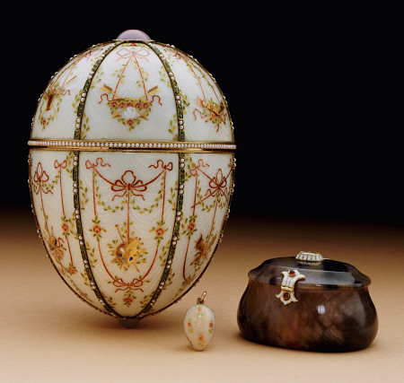 The Kelch Bonbonniere Egg Pictured With Its Surprises, Faberge, 1899-1903 from 
