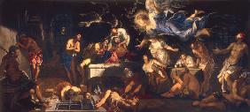 Tintoretto, originally Jacopo Robusti 1518-1594. ''St.Roche in the Dungeon, comforted by an Angel'',
