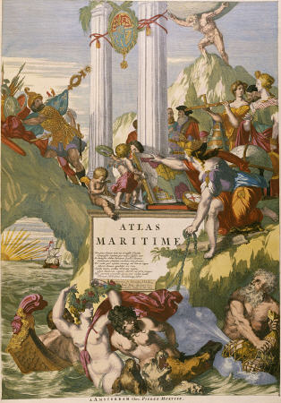 Title Page Engraving From Le Neptune Francois, Maritime Atlas from 