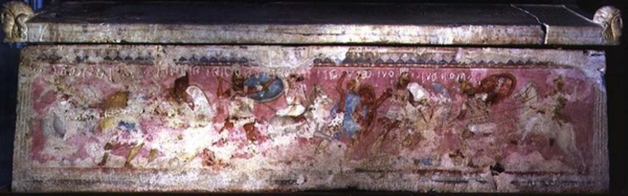 The sarcophagus of the Amazons, decorated with scenes of fighting between Greeks and Amazons, from T from 