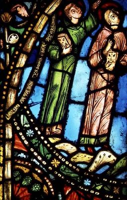 Two Disciples Watching the Ascension of St. Benedict (stained glass) from 
