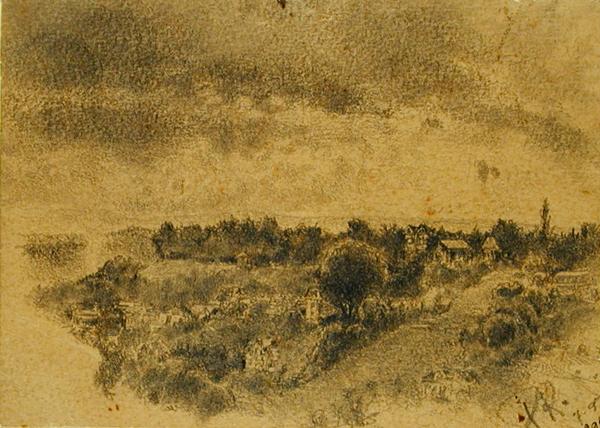 Untitled (Berne, view onto the Rosengarten) 1897 (pencil and brush on paper)  from 