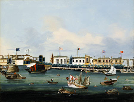 View Of The Waterfront At Canton With American, Dutch And British Factories from 