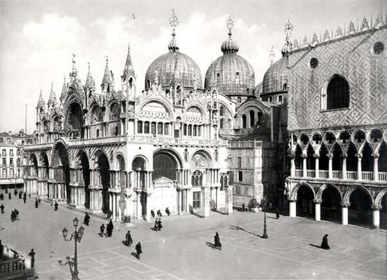 View of the Church of S. Marco and Palazzo Ducale (b/w photo) from 