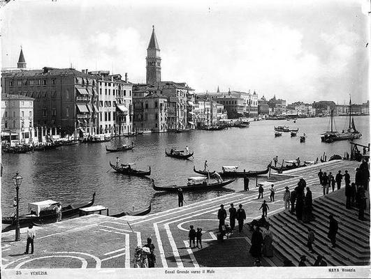 View of the Grand Canal looking towards the Molo (b/w photo) 1880-1920 from 