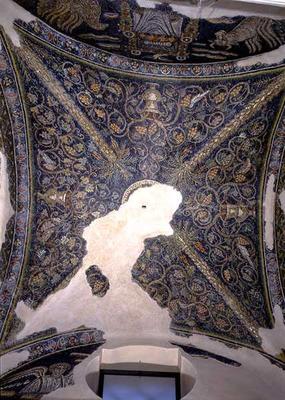 View of the vaulted ceiling, from the Cappella di Santa Matrona (fresco) from 