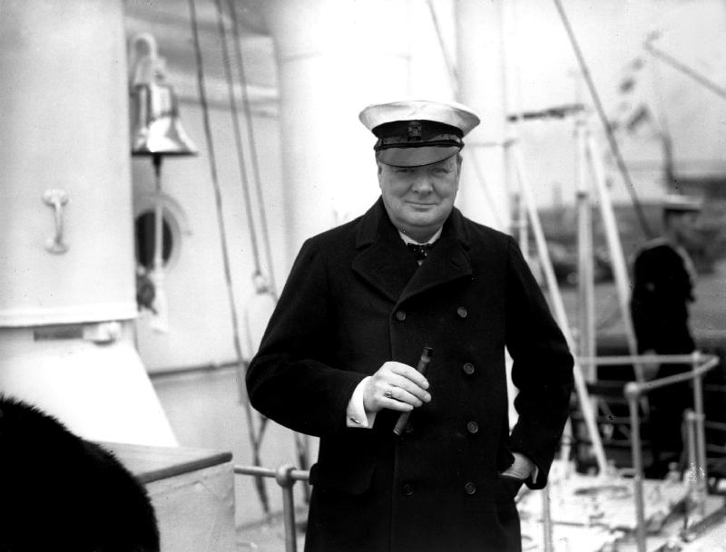 Winston Churchill receives royal fleet at Spithead on board HMS from 