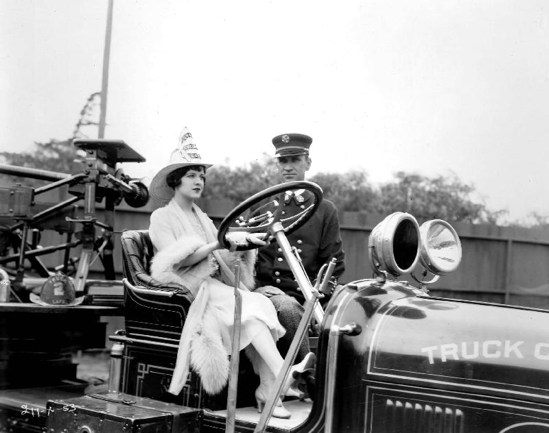 Woman driving a firefighter truck from 