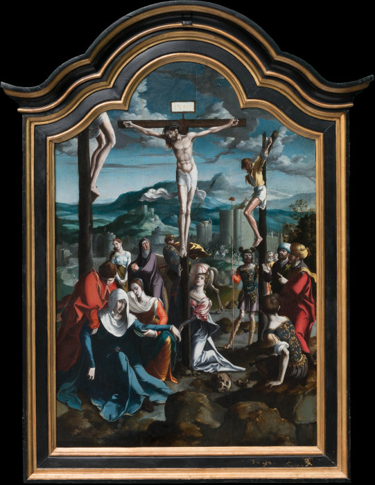Triptych with the Crucifixion, Saints and Donors - Nordniederländischer ...