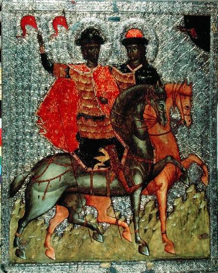 St. Boris and St. Gleb Mounted from Novgorod School