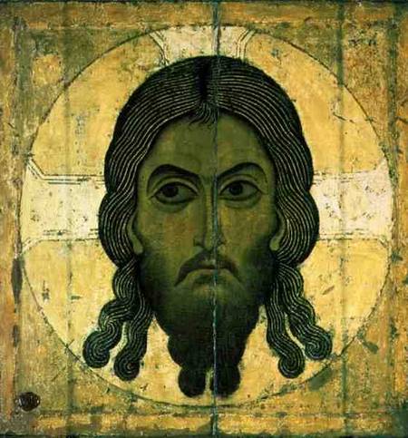 The Holy Face (tempera & gold on panel) from Novgorod School