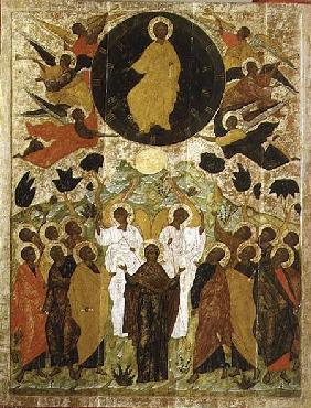 The Ascension of Our Lord, Russian icon from the Malo-Kirillov Monastery, Novgorod School