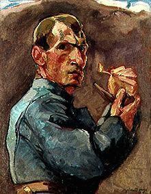 Self-portrait with pipe