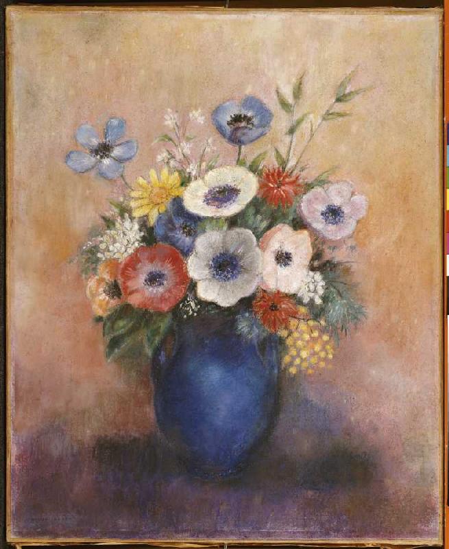 Blumen in einer blauen Vase. from Odilon Redon