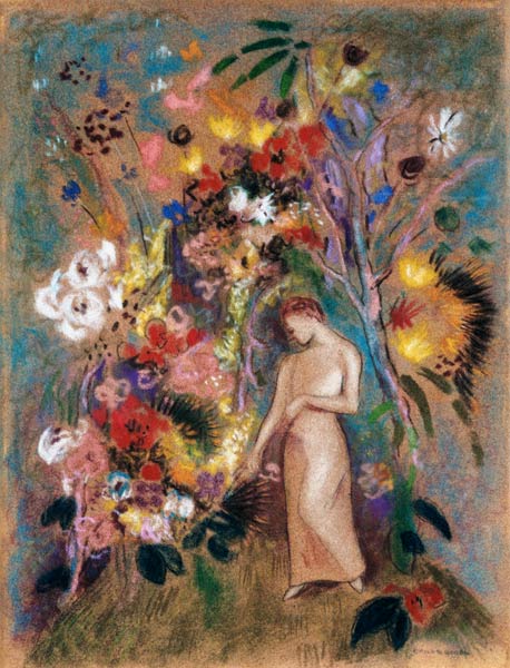 Female figure into flowers from Odilon Redon