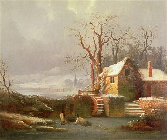 Snow Scene with Mill and Cottages from of Chichester Smith George