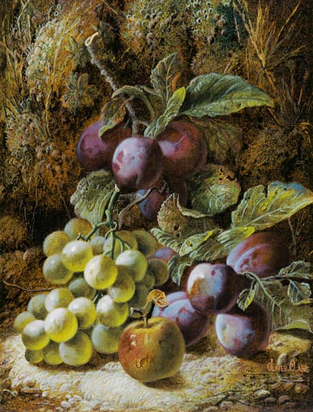 Still Life with Plums and Grapes from Oliver Clare
