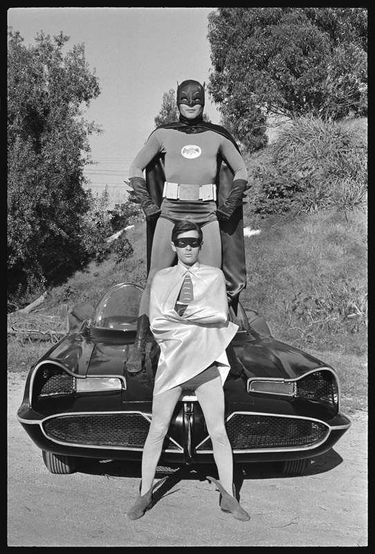 Batman and Robin and Batmobile on the set of the Batman TV series from Orlando Suero