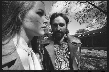 Dennis Hopper and wife Michelle Phillips at home in New Mexico