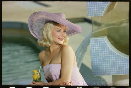 Hope Lange photo shoot by pool