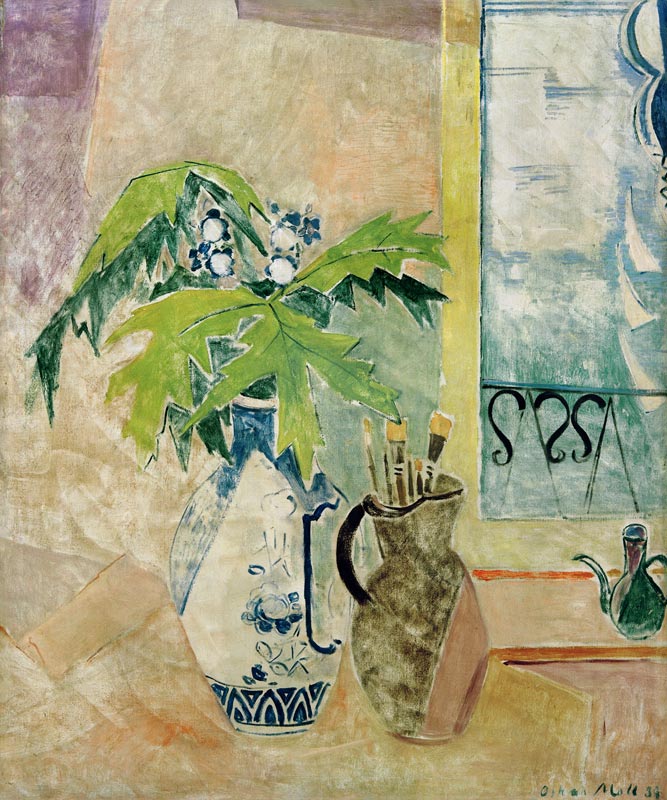 Vase mit Zweigen und Krug mit Pinseln from Oskar Moll
