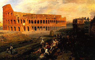 In front of the Kolosseum in Rome. from Oswald Achenbach