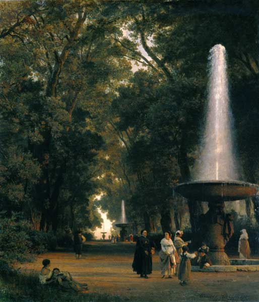 Parklandschaft mit Springbrunnen. from Oswald Achenbach
