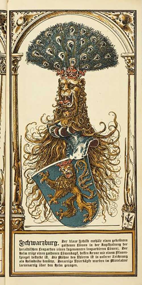 The family coat of arms of the German royal houses: Schwarzburg from Otto Hupp