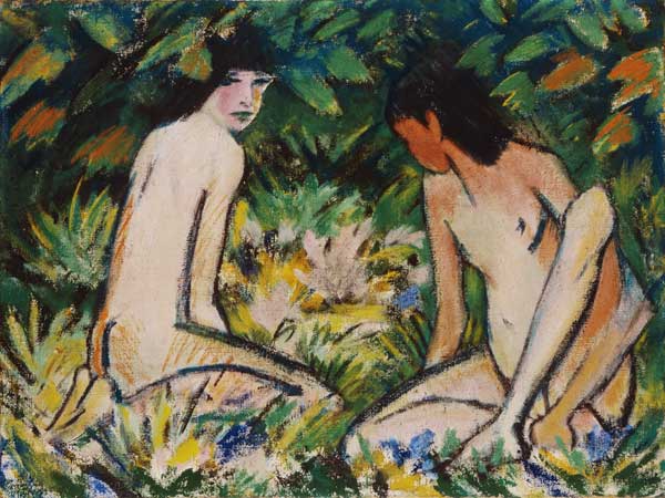 Two girls in the greenery from Otto Mueller